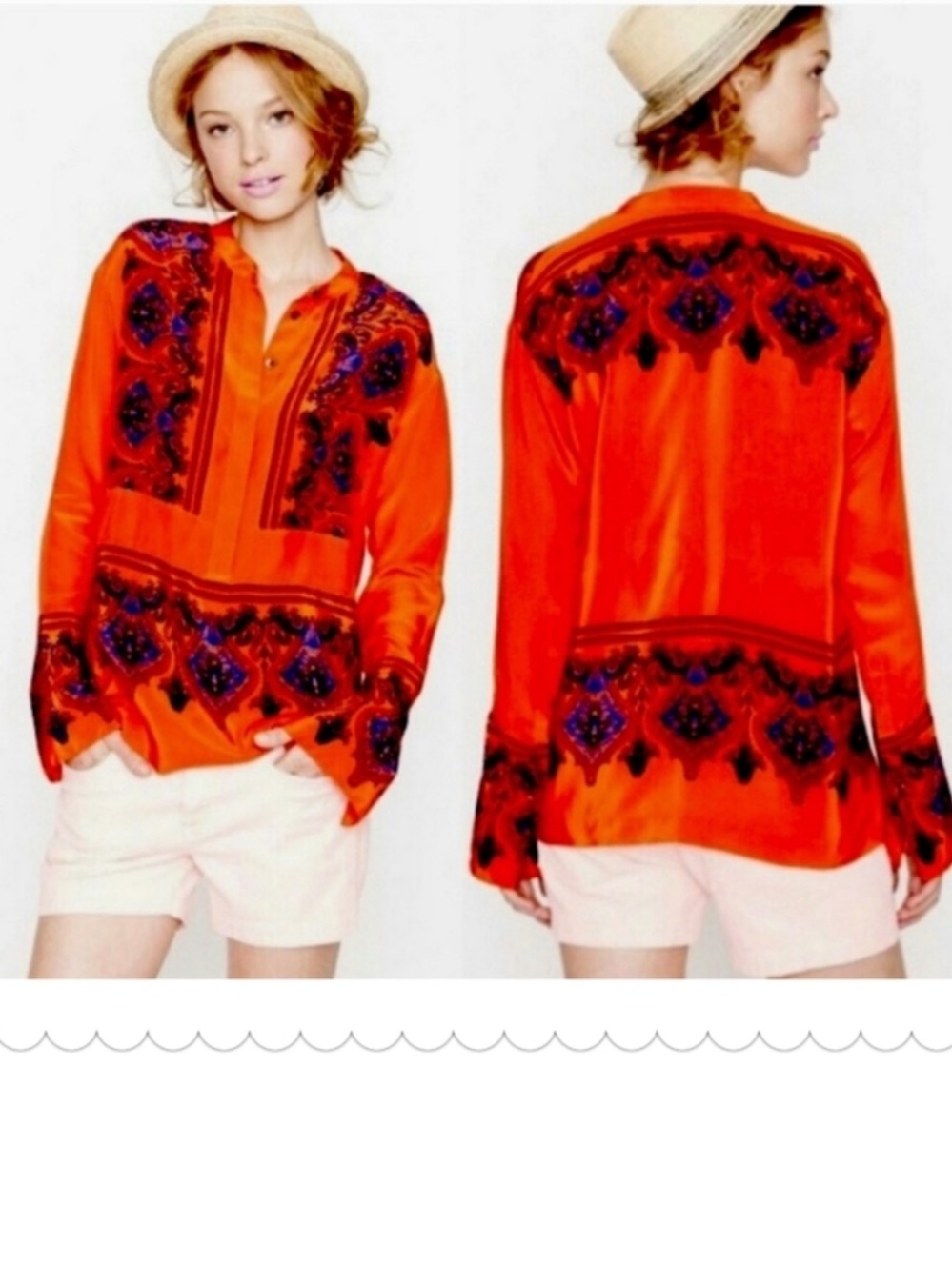 J. Crew Dervish Paisley Tunic - Sz M - Coral